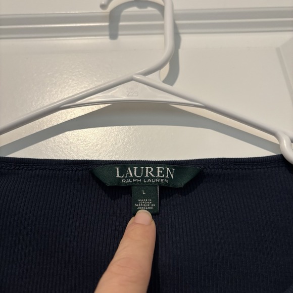 Lauren Ralph Lauren Navy Blue Long Sleeve Suede Zip Shoulder Shirt Women's L - Picture 5 of 9